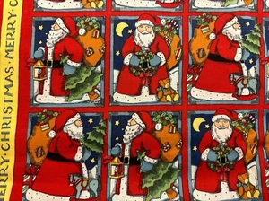 Susan Winget 1994 Christmas Holiday Fabric Remnant Santa Claus 1.5 Yds/54 X 45” - Picture 1 of 5
