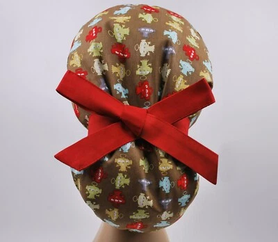 Scrub cap, ponytail scrub hats, womens scrub caps, surgical hat sweets aliens - Image 1 of 3