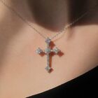 Cross Pendant 2Ct Round Cut Lab Created Diamond in 14k White Gold Plated