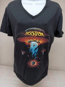 BOSTON DON'T LOOK BACK WOMENS XL BLACK SHORT SLEEVE T-SHIRT VTG by HICLOL - Picture 1 of 11