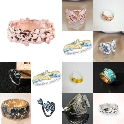 Moda Anillo Tallado Patrón Regalo Talla 6-13 Elegante Amistad Foto 1 de 4