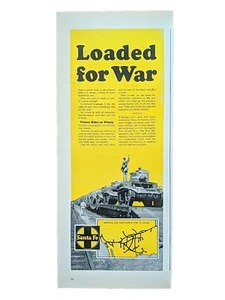1943 vintage Santa Fe print ad WW2 Tanks Loaded On Trains War Efforts - Picture 1 of 1