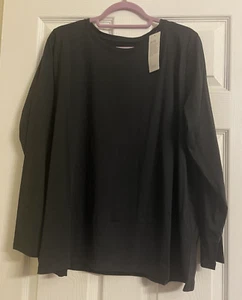 Neu mit Etikett $ 78 Eileen Fisher langärmeliges T-Shirt anthrazit Bio-Baumwolle XL - Bild 1 von 4