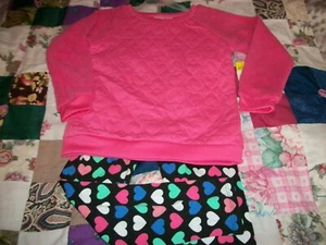 Bobbie Brooks Girls Quilted Sweatshirt & Leggings Hearts Pink Outfit Size 4/5 - Picture 1 of 2