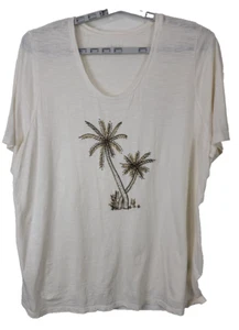 Catherines Women's Embellished Palm Trees Cotton T-Shirt 1X 18/20W - Picture 1 of 8