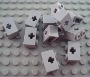 LEGO Lot of 12 Light Bluish Gray 1x2 Technic Brick Pieces with Axle Hole Center - Picture 1 of 1