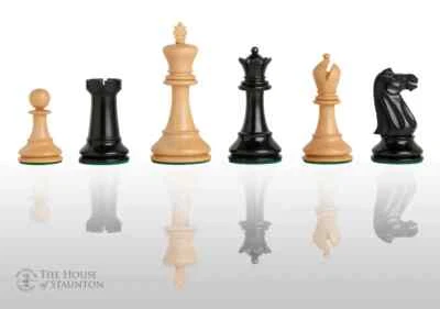 Reproduction of The Circa 1940 Jaques Chess Pieces - 4.0" King - Genuine Ebony - Image 1 of 4