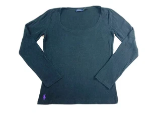 RALPH LAUREN T SHIRT TOP SIZE L BLACK LONG SLEEVE 100% COTTON PULLOVER EUC - Picture 1 of 7