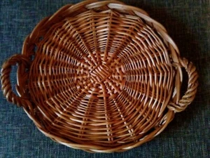 2 Korbtablett Serviertablett Korbplatte Brotkorb Geschenkkorb Tablett Weide  - Bild 1 von 3