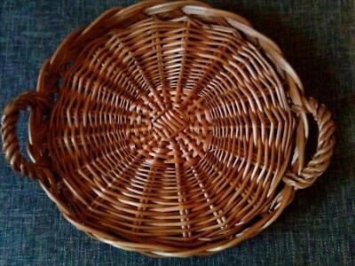 2 Korbtablett Serviertablett Korbplatte Brotkorb Geschenkkorb Tablett Weide  - Bild 1 von 3