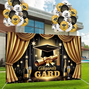 Congratulations Banner Congrats Grad Banner Backdrop Balloons Class of 2025 B... - Picture 1 of 1