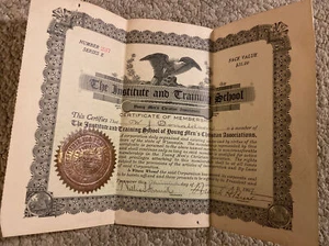 Antico Certificato di Adesione 1900 YMCA Giovani Uomini Assoc Cristiano Vintage - Foto 1 di 6