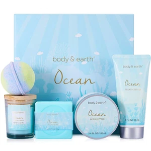 Bath and Body Set for Women, 5 Pcs Ocean Spa Baskets Holiday Beauty Birthday Mot - Picture 1 of 12