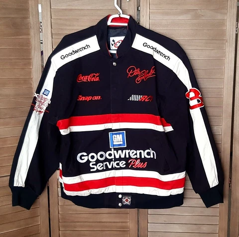 Vintage Chase Nascar Snap Button 100% Cotton Canvas Bomber Jacket Earnhardt 2XL Cover
