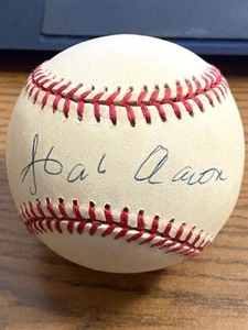 HANK AARON 5 SIGNED AUTOGRAPHED ONL BASEBALL! Braves! HOF! 755 Homeruns! - Picture 1 of 2