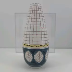 MCM Elle Keramikk Vase 8" skandinavische Boho Keramik geätzt handbemalt Blatt - Bild 1 von 6
