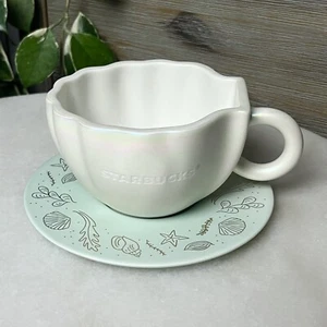 Starbucks Peal Glaze Shell Mug & Saucer 355ml 2021 Limited Rare - Picture 1 of 8