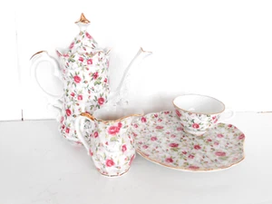 Vintage LEFTON Hand Painted China ROSE CHINTZ - Picture 1 of 15