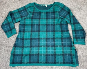 Suéter Soft Surroundings para mujer 1X verde a cuadros acogedor suave núcleo de cabina top de vacaciones - Imagen 1 de 8