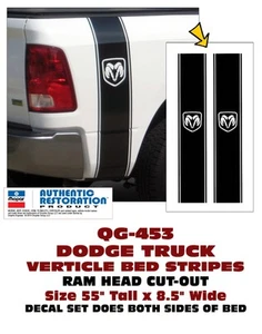 SP QG-453 DODGE VERTICAL BED STRIPE - RAM HEAD LOGO - LICENSED - Picture 1 of 1