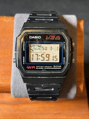 Reloj digital para hombre CASIO W-54US vintage raro EE. UU. 6 zonas horarias, hecho en JAPÓN Foto 1 de 4