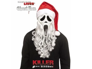 Ghost Face Mask Adult Full Face Santa Claus Hat Horror Costume Holiday Horror - Picture 1 of 1