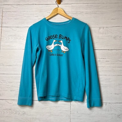 Life is Good T-Shirt Kids Size XXL Aqua "Goose Bumps" Long Sleeve 100% Cotton  Foto 1 de 4