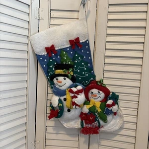 Bucilla terminada Mr. and Mrs. F.T. Medias muñeco de nieve - Imagen 1 de 5