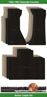 Conjunto de tapete berbere personalizado para Chevy Corvette 68-82 com logotipo (3 peças) #GAM - Imagem 1 de 4