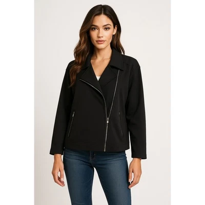 Chaqueta MAX STUDIO Mujer 3X Negra Asimétrica Estructurada Motociclista Moderna Blazer Foto 1 de 4
