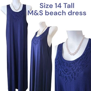 NEW size 14 Tall, M&S Beach wear Cotton long maxi A-Line summer holiday Dress - Picture 1 of 9
