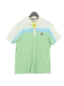 Fila Men's Polo L Green Striped 100% Cotton Collared Basic - Picture 1 of 5