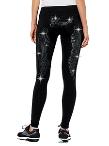 Leggings de algodón de imitación con alas de ángel blinging, S,M,L,1XL,2XL,3XL Plus - Imagen 1 de 3
