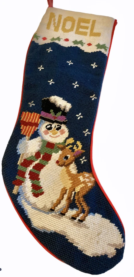 Needlepoint 100 % lana con NOEL + Frosty the Snowman + Rudolf - Medias de Navidad Foto 1 de 4