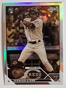 2023 Topps Chrome Baseball Sepia Refractor Spencer Steer Rookie Cincinnati Reds - Picture 1 of 2