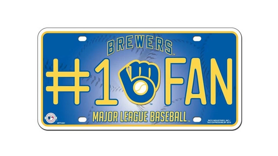 Milwaukee Brewers #1 Fan Metal License Plate, Licensed by Rico - USA - Image 1 of 1