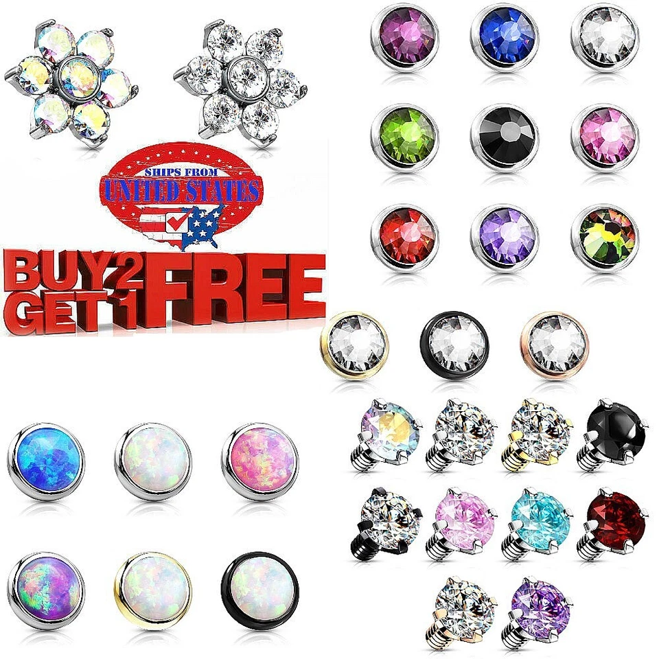 Anclaje dérmico roscado interno de acero quirúrgico 14G 0R 16G Labret superior solo superior Foto 1 de 4