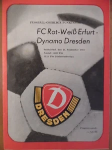 Dynamo Dresden - FC Rot-Weiß Erfurt 15.9. 1984 Oberliga Fußballprogramm 36 - Picture 1 of 1