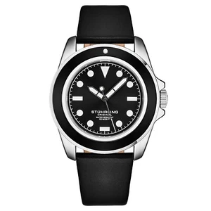 Stuhrling Original 4027 1 Quartz Black Leather Date Mens Watch - Picture 1 of 3
