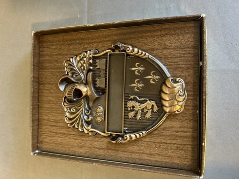 Vintage Cavalier Heraldic Door Knocker Plaque With Peep hole brass Cover