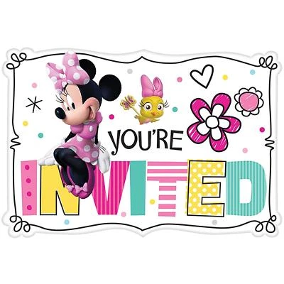 Pack of 8 Minnie Mouse It's Party Time Birthday Party Post Card Invitation  - Image 1 of 4