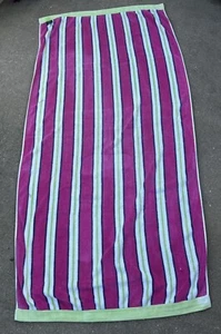 Ralph Lauren Oversize Beach Towel Striped Pink White Lime Green Stripes Cotton - Picture 1 of 5
