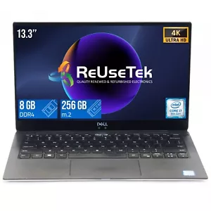 Dell XPS 13 9370 13" 4K UHD Intel Core i7-8550U 8GB RAM 256GB m.2 SSD Win 11 Pro - Picture 1 of 21