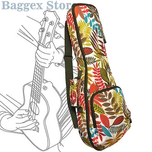 23" Concert Summer Tropical Leaves Print Ukulele Gig Bag Backpack - Picture 1 of 34