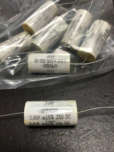 730P205X9250  CAPACITOR  Film Capacitors 2uF 250volts 10% Axial Spague  - Picture 1 of 2