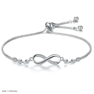 Damen Armband Unendlichkeit 925 Silber Gold Zirkon Frauen Kette Schmuck Geschenk - Bild 1 von 7