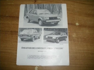 REVUE TECHNIQUE évolutions des SIMCA HORIZON 1979 - Imagen 1 de 1