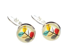 Multicoloured Leaves Earrings Miniblings Cabochon Autumnal Leaf Silver Red - Picture 1 of 4