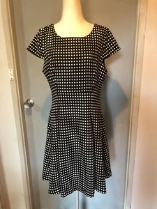 LAURA ASHLEY Black & White Polkadot Fit & Flare Dress Size 12 - Picture 1 of 6
