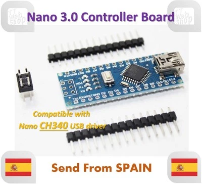 Nano V3.0 Controller Board Atmega328 Compatible Arduino Nano CH340 USB Driver - Imagen 1 de 4